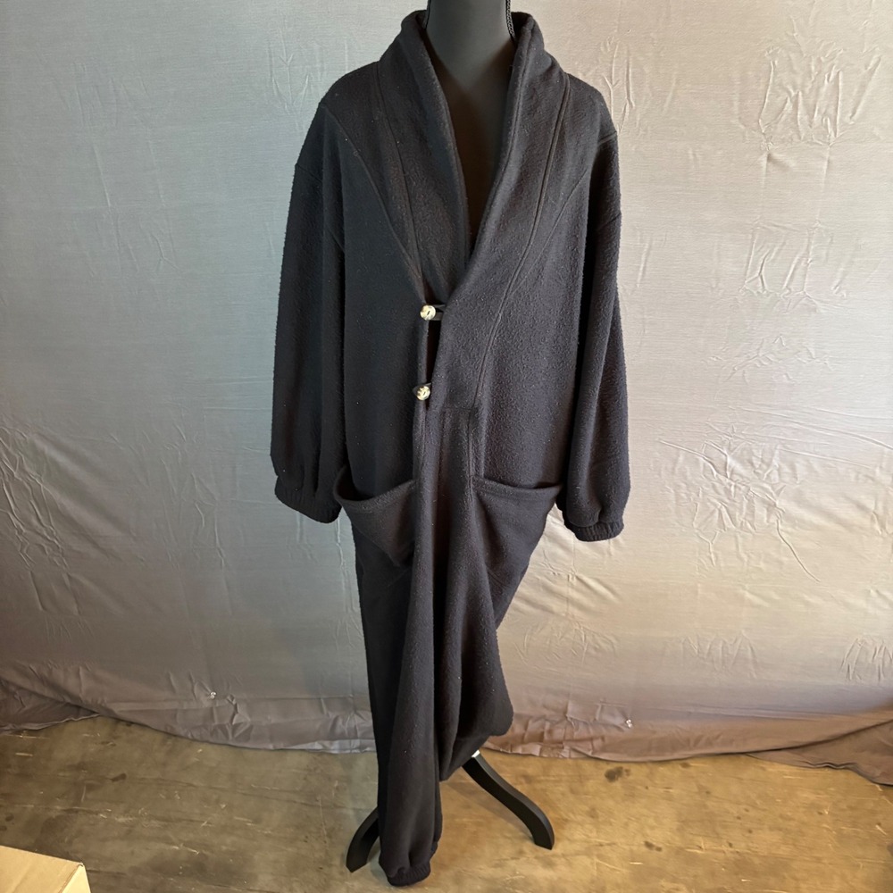 FP Beach Free People Black Jumpsuit Cozy Fleece Lounge Romper Womens Size‎ S